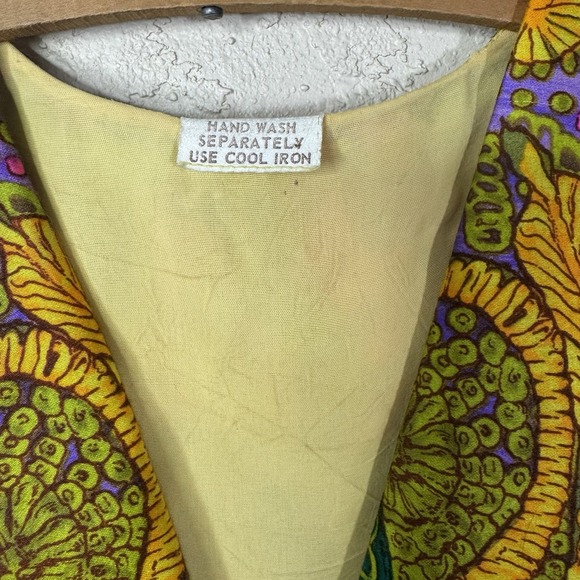 1970s Vintage Psychedelic Maxi Dress Paisley Haight-Ashbury Festival Bohemian - Picture 5 of 10